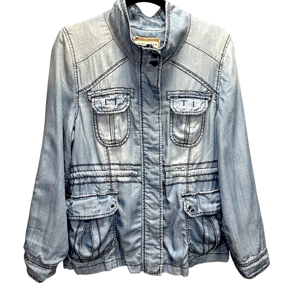 Anthropologie Marrakech Soft Denim Utility Jacket Size Large Petite - Picture 1 of 11